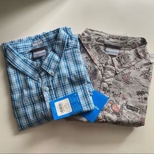 Two men’s Columbia short sleeve shirts, L